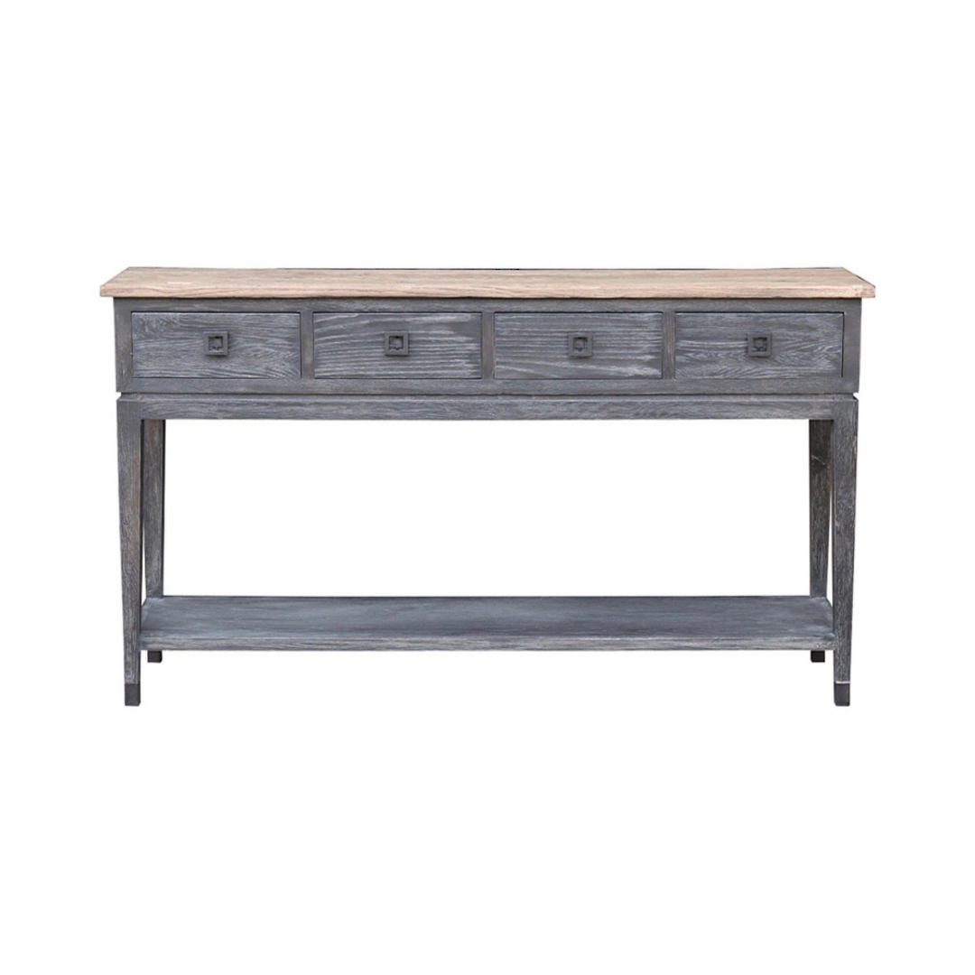 Oak Console 4 Drawers with Shelf 160cm image 0